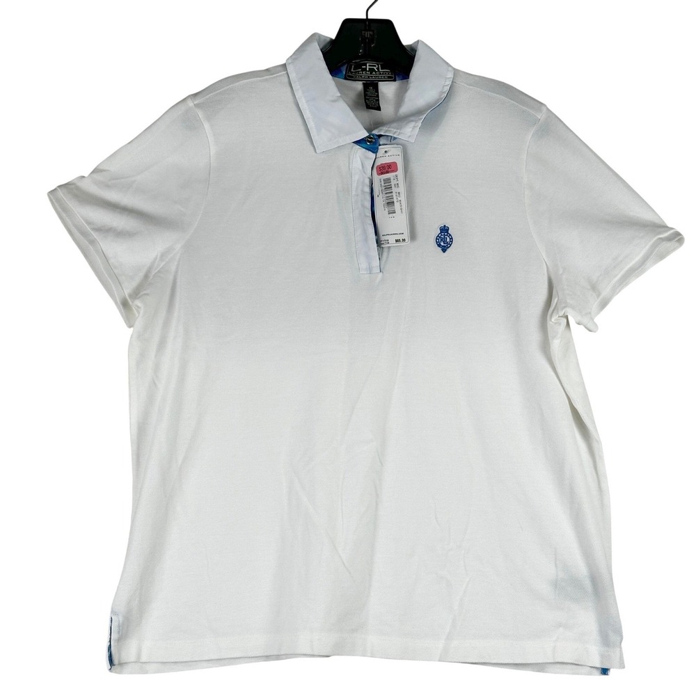 Ralph Lauren Lauren Active‎ Polo Shirt Women 1X White Preppy Sporty